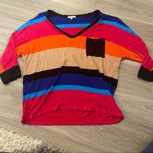 Bordeaux color blocked short v neck vibrant medium